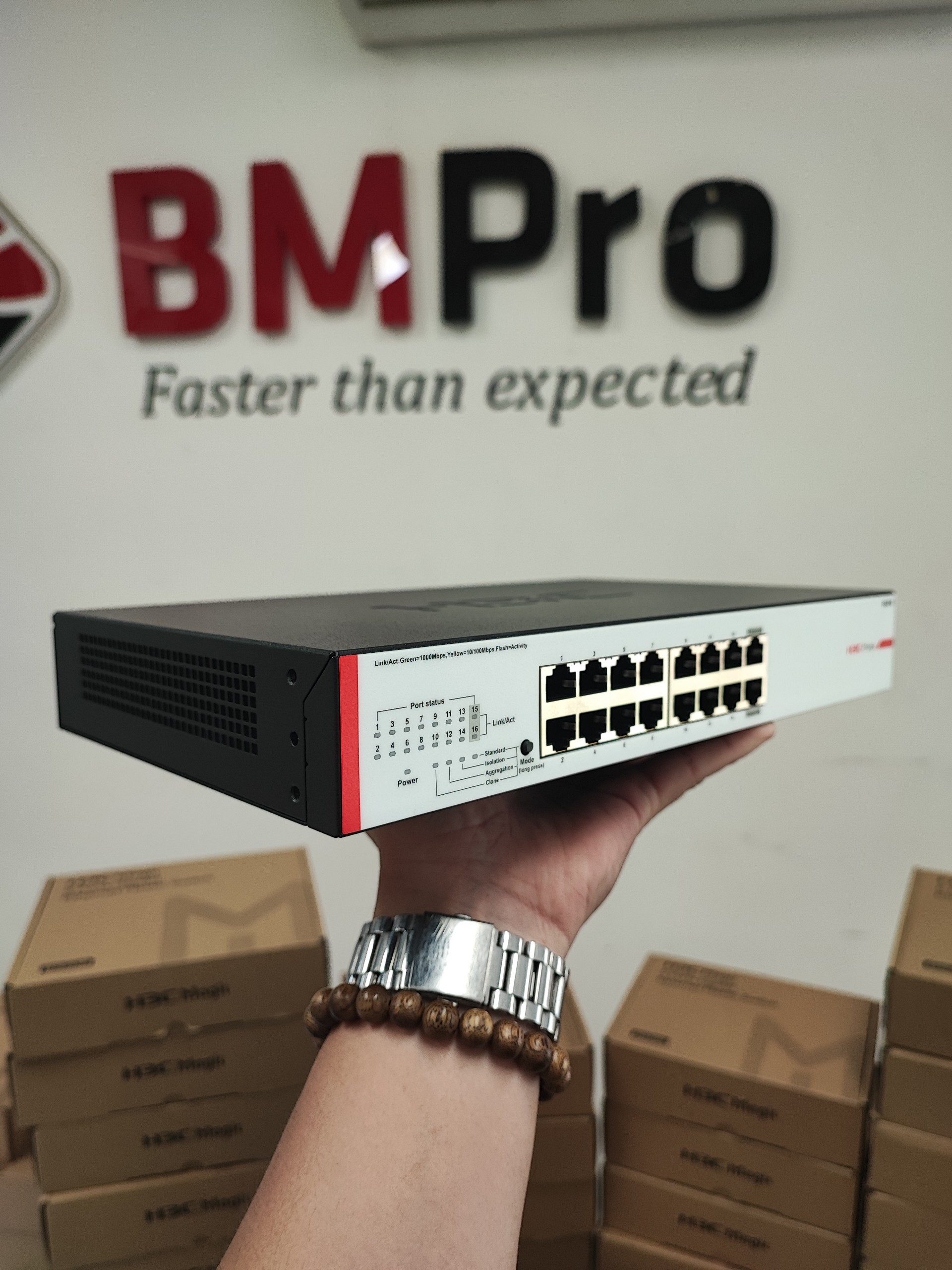 Bộ Chia Mạng Switch Để Bàn H3C BS218F-HP Hàng Chính Hãng 16 Cổng PoE/PoE+, 2 Cổng SFP Gigabit