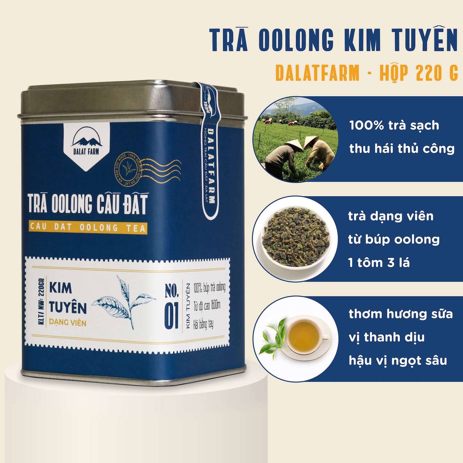 Hộp Quà Xuân Hạnh Phúc (Trà Oolong - Cà Phê Arabica - Mứt Cam - Hạt Điều)