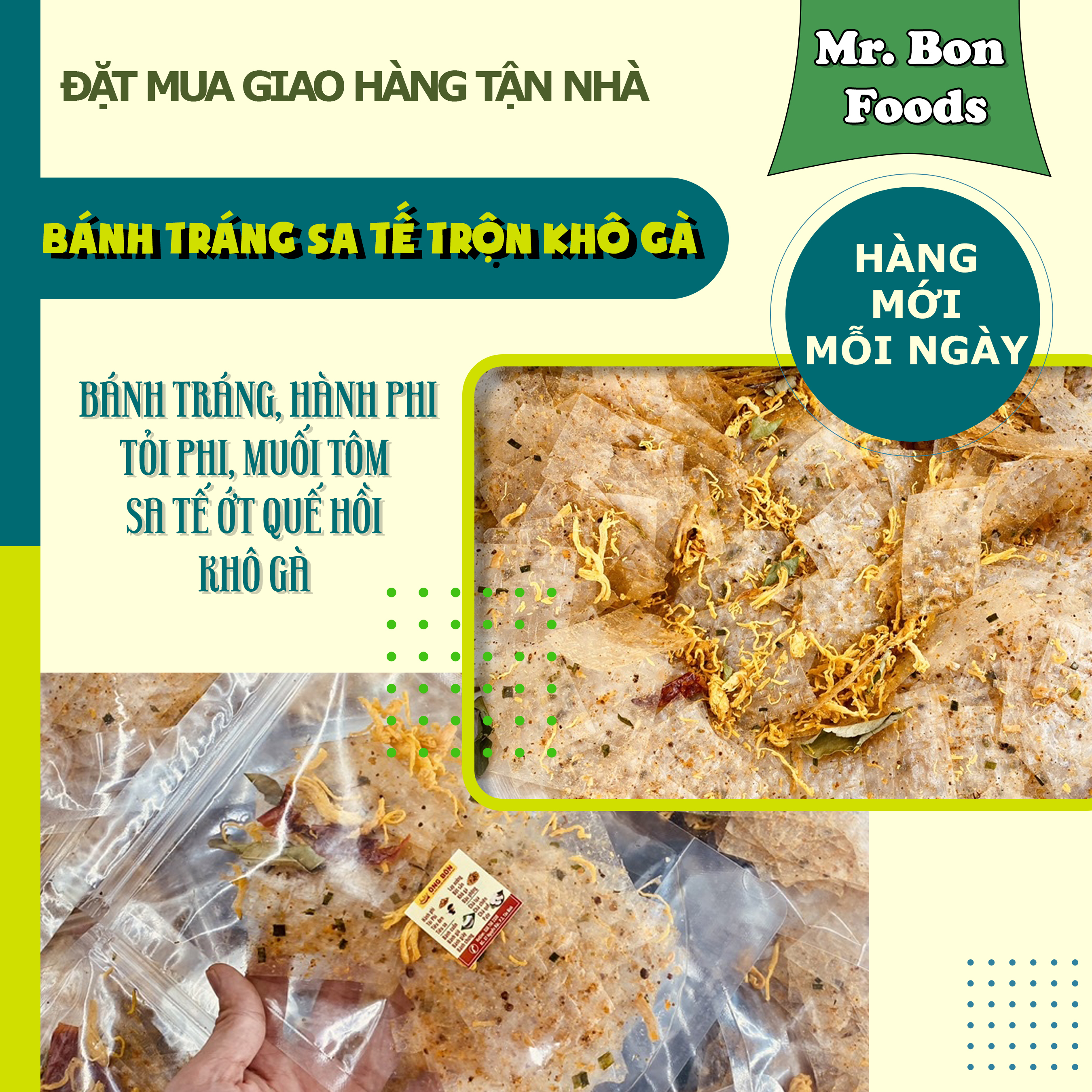 Bánh Tráng Sa Tế Trộn Khô Gà - Đậm Đà, Cay Vừa