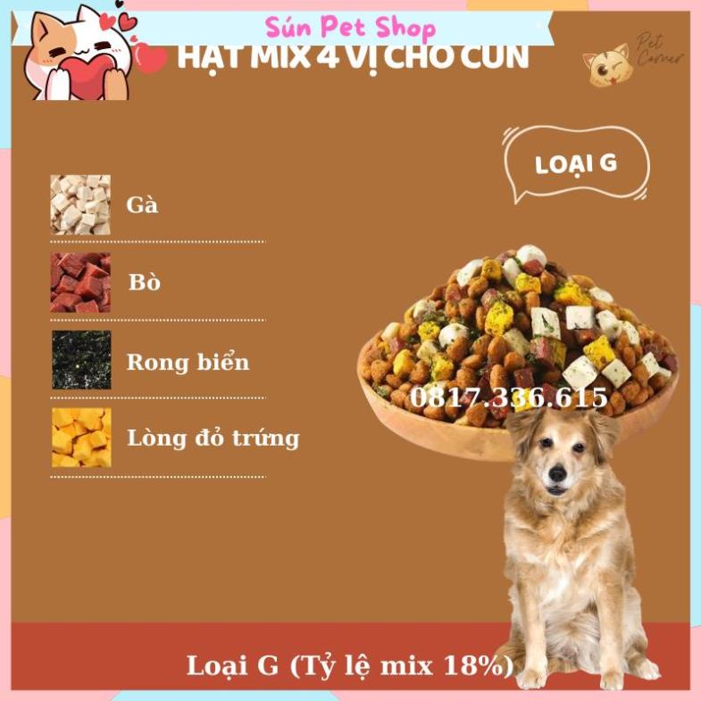 Hạt mix cao cấp cho cún trộn thịt bò, gà, tôm, cá, lòng đỏ trứng, rau củ quả - Thức ăn hạt cho chó kén ăn