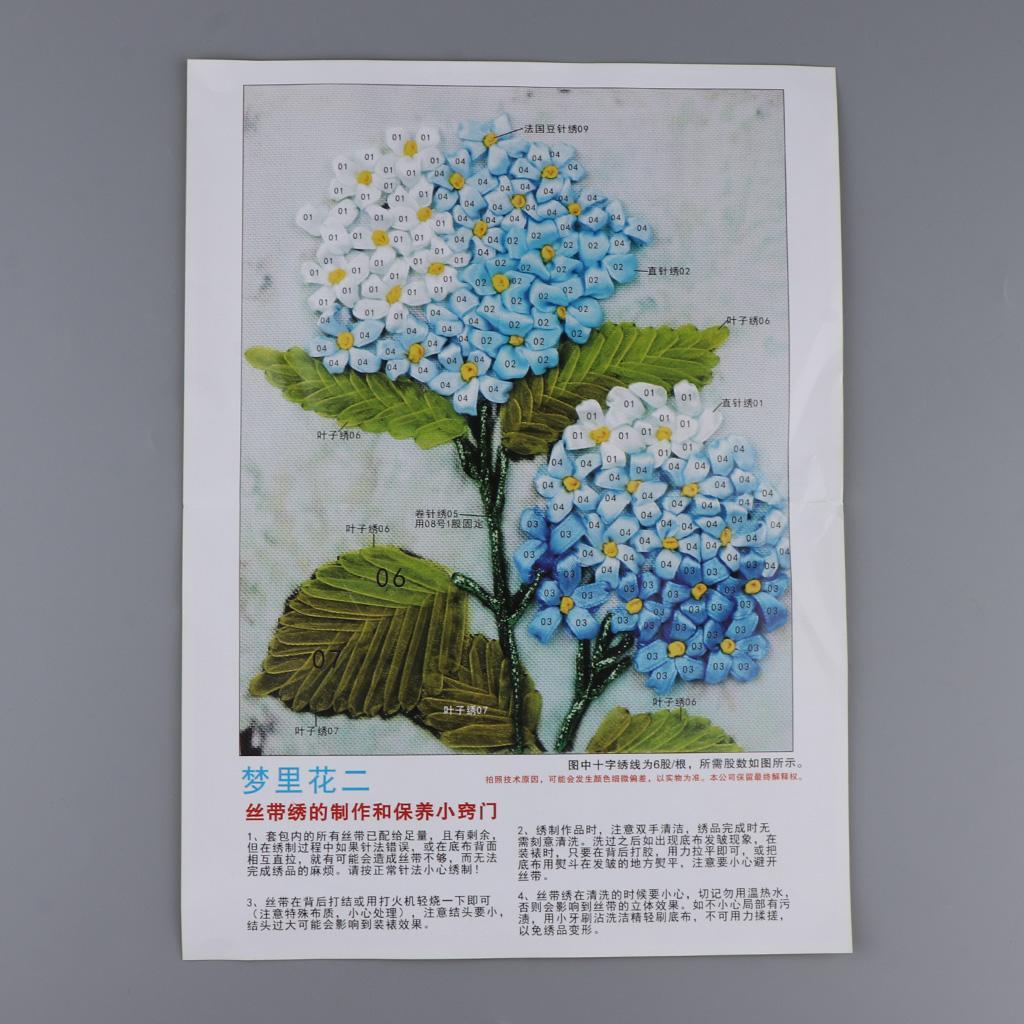 DIY Ribbon Embroidery Kits Handmade Flower Pattern Home Decor Wall Art Craft