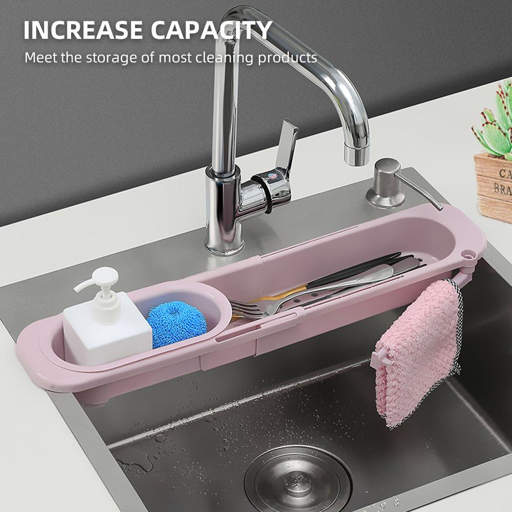 Kitchen Retractable Sink Drain Basket Dish Rack Sink Filter Water Basket Fruit Vegetable Tableware Dish Drain Basket