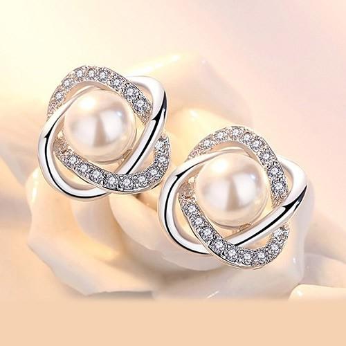 Bông tai ngọc nhân tạo nạm đá nhân tạo BHBT93