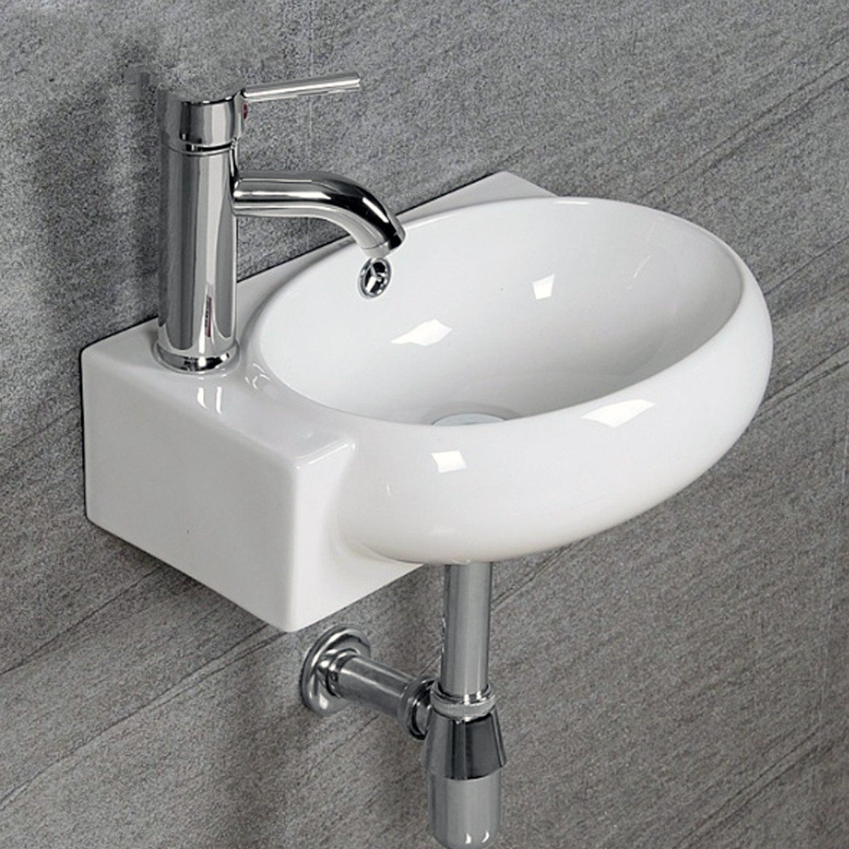 Lavabo Treo Góc Nhỏ Gọn KAZTA KZ-CL10GC- Lòng chậu hình Oval