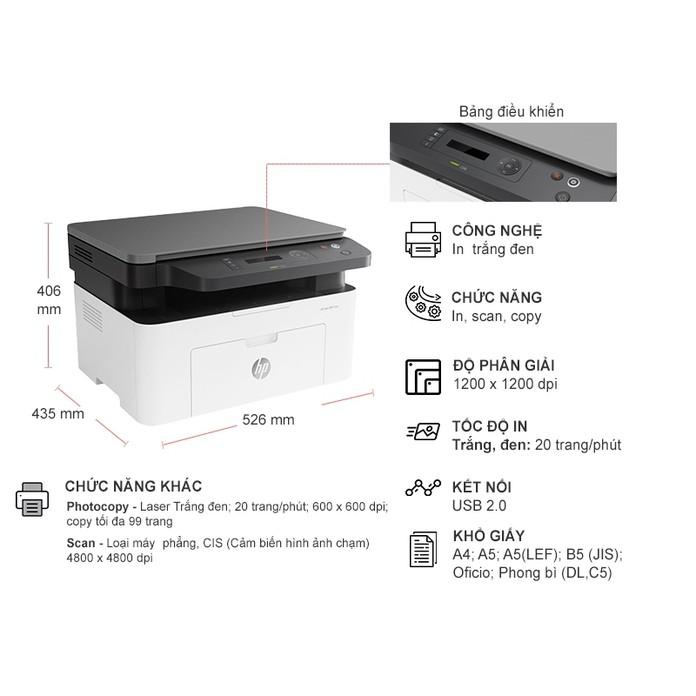 Máy in HP LaserJet MFP 135a Printer, 1Y WTY_4ZB82A - Hàng Chính Hãng