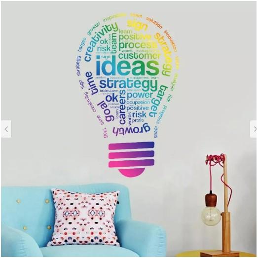 Decal trang trí tường Bóng đèn chữ IDEAS