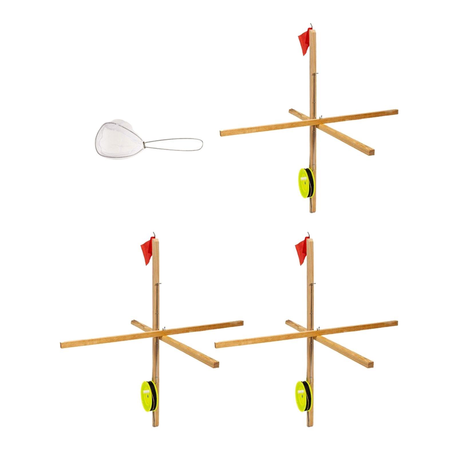 Ice Fishing Tip up Fishing Rod  Collapsible with  and Spoon Net Automatic Fishing Device Portable Fishing Tools Accessories
