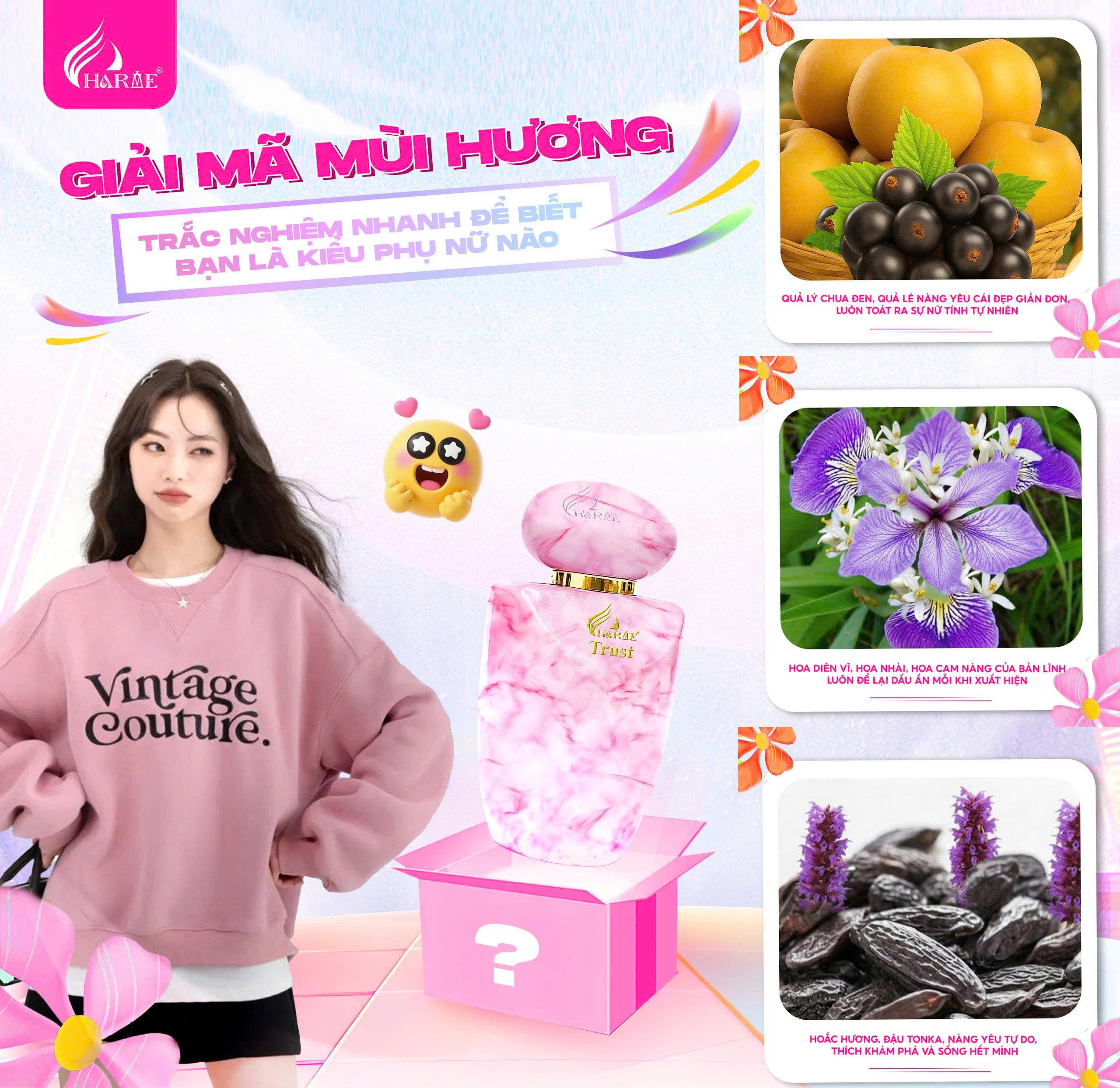 Nước hoa nữ CHARME TRUST 50ML Mùi Hương Hoa Cỏ Trái Cây, Tươi Mát, Trang Nhã, Lưu Hương Lâu Chính Hãng