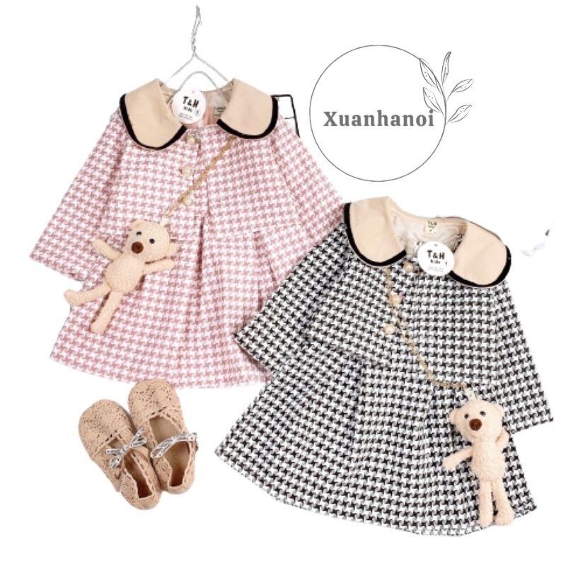 Sét váy dạ bé gái 2 chi tiết yếm váy kèm áo khoác