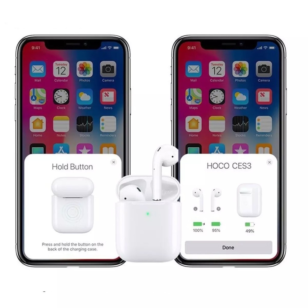 Tai nghe bluetooth không dây TWS Hoco CES3 V5.0, định vị, đổi tên, chạm cảm ứng, cửa sổ kết nối – Tai nghe không dây thiết kế nhỏ gọn, tiện lợi - Hàng chính hãng – TAI000S3W