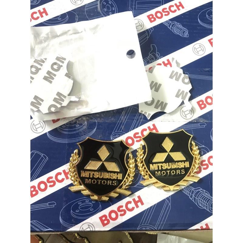Bộ 2 Logo bông lúa nổi Mitsubishi dán trang trí Ngoại thất ô tô
