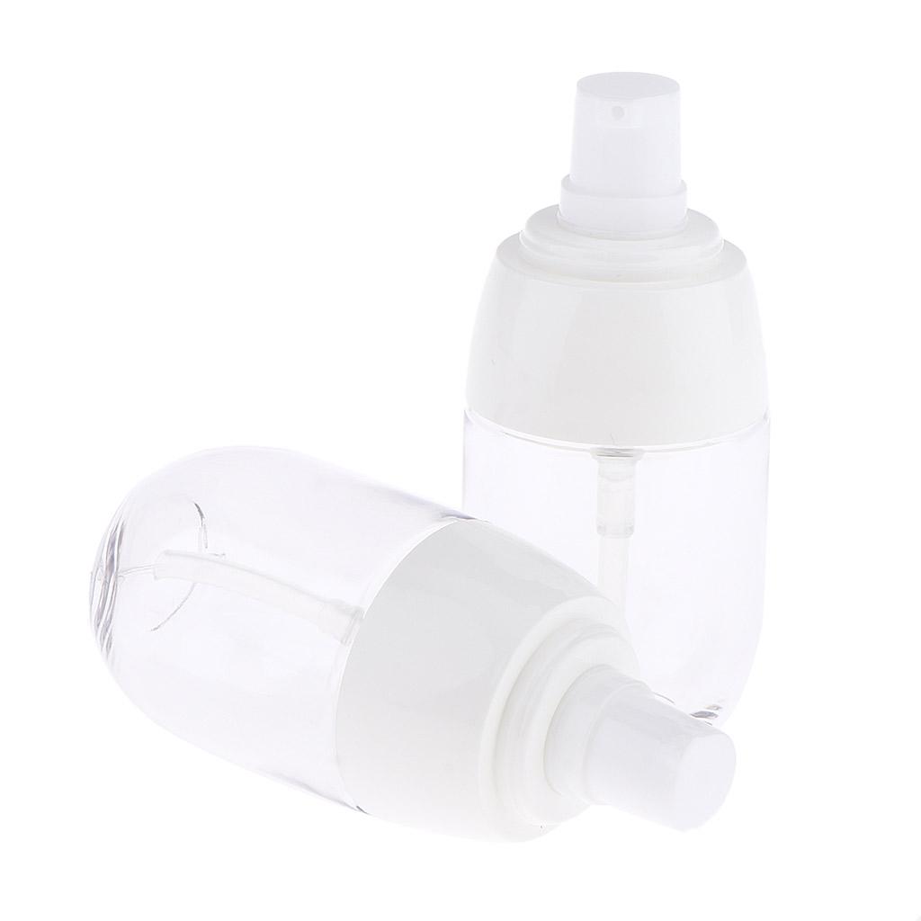 2Pcs Refillable Empty Cream Shampoo Lotion Pump Bottles with Cap 30ml