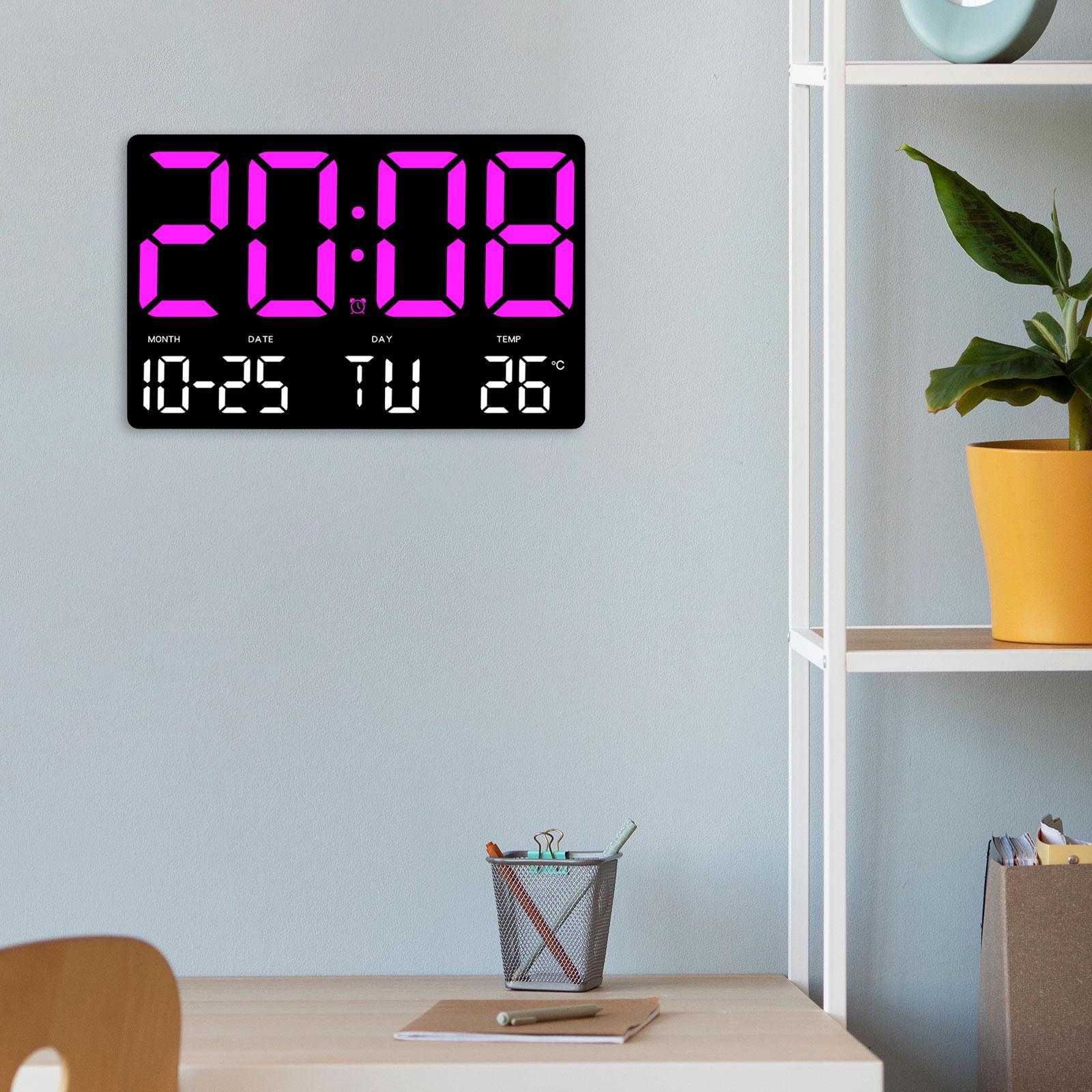 Wall Clock Kids Adults LED Display Digital Clock for Home Study Room Bedroom