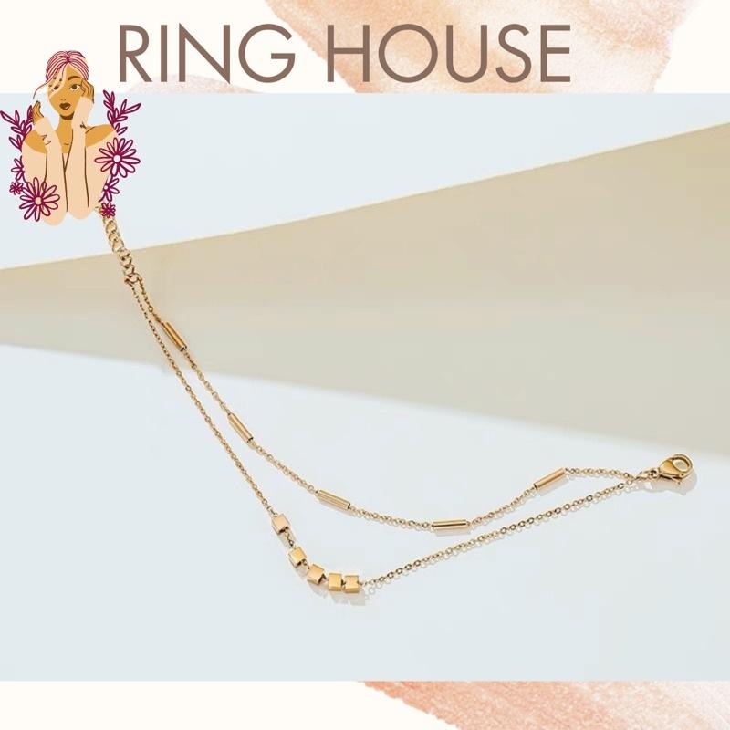 Lắc Tay Nữ Titan Cao Cấp Chuỗi Khối Vuông Đẹp Bracelet Ring House