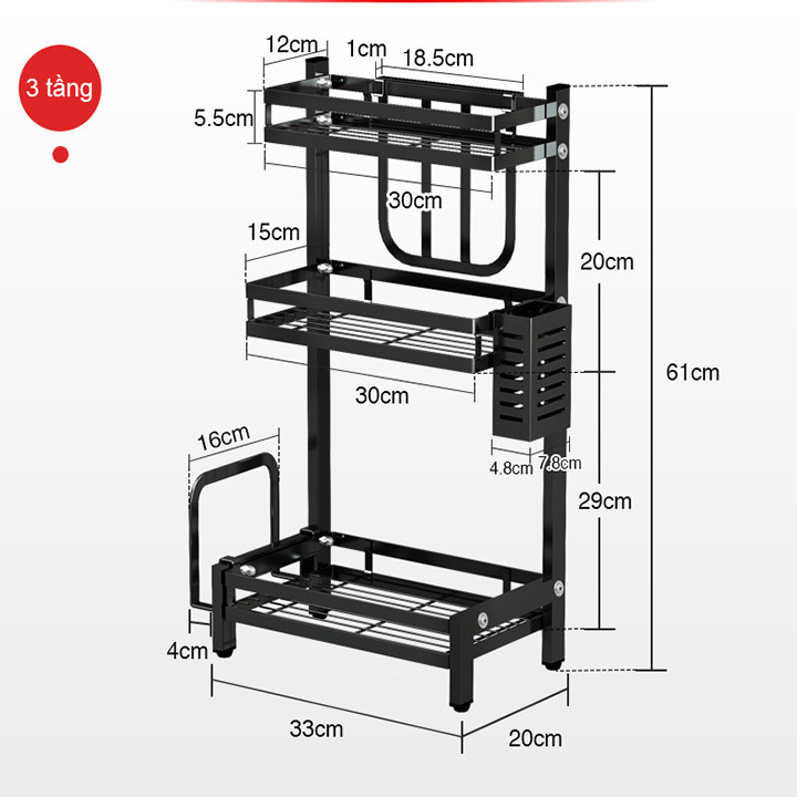 kệ gia vị KN 133, kệ gia vị 3 tầng đa năng