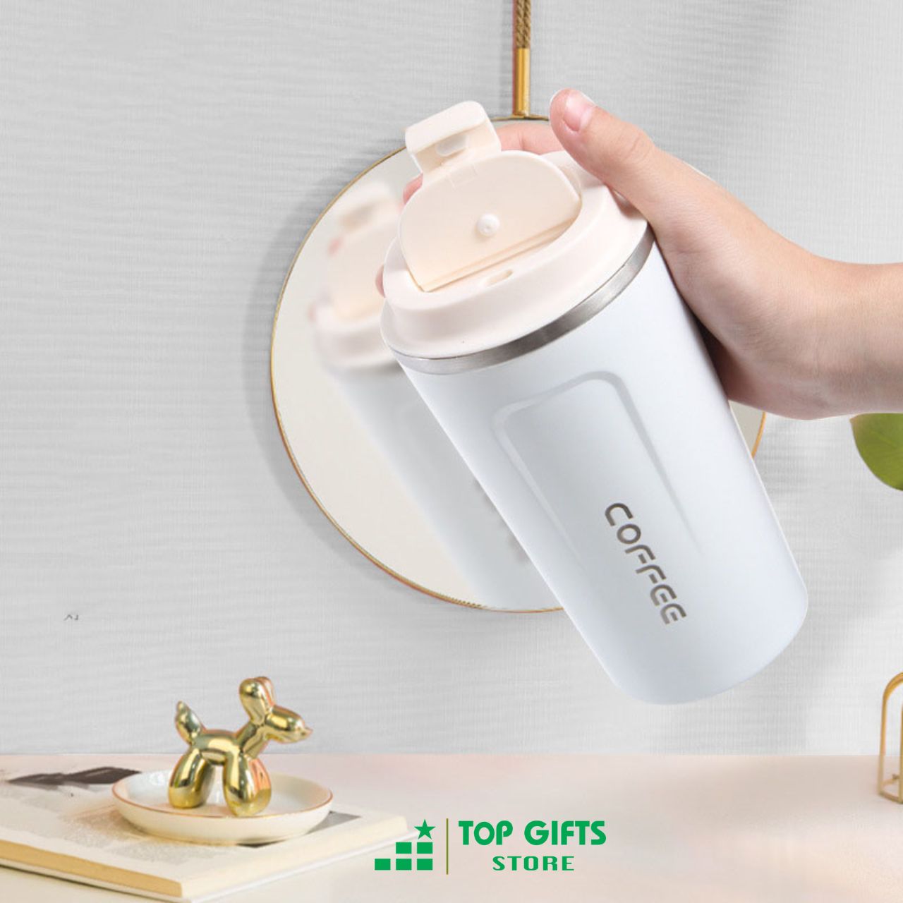 Cốc giữ nhiệt COFFEE khắc tên L5026 - 5 màu dung tích 380ml-510ml