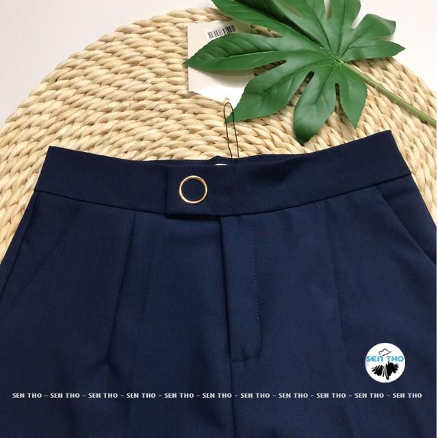 Quần Baggy Nữ Đai Tròn Ống Lệch, Có Cúc Bấm, Quần Công Sở Form Dáng Chuẩn, Chất Vải Cao Cấp