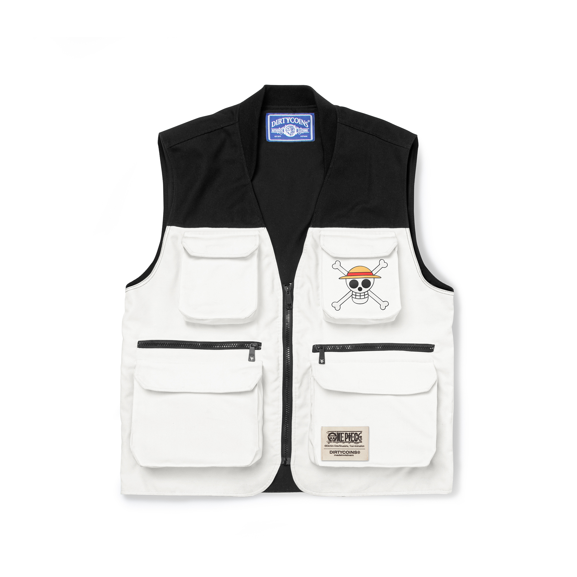 Áo Khoác DirtyCoins x One Piece Logo Utility Vest - White