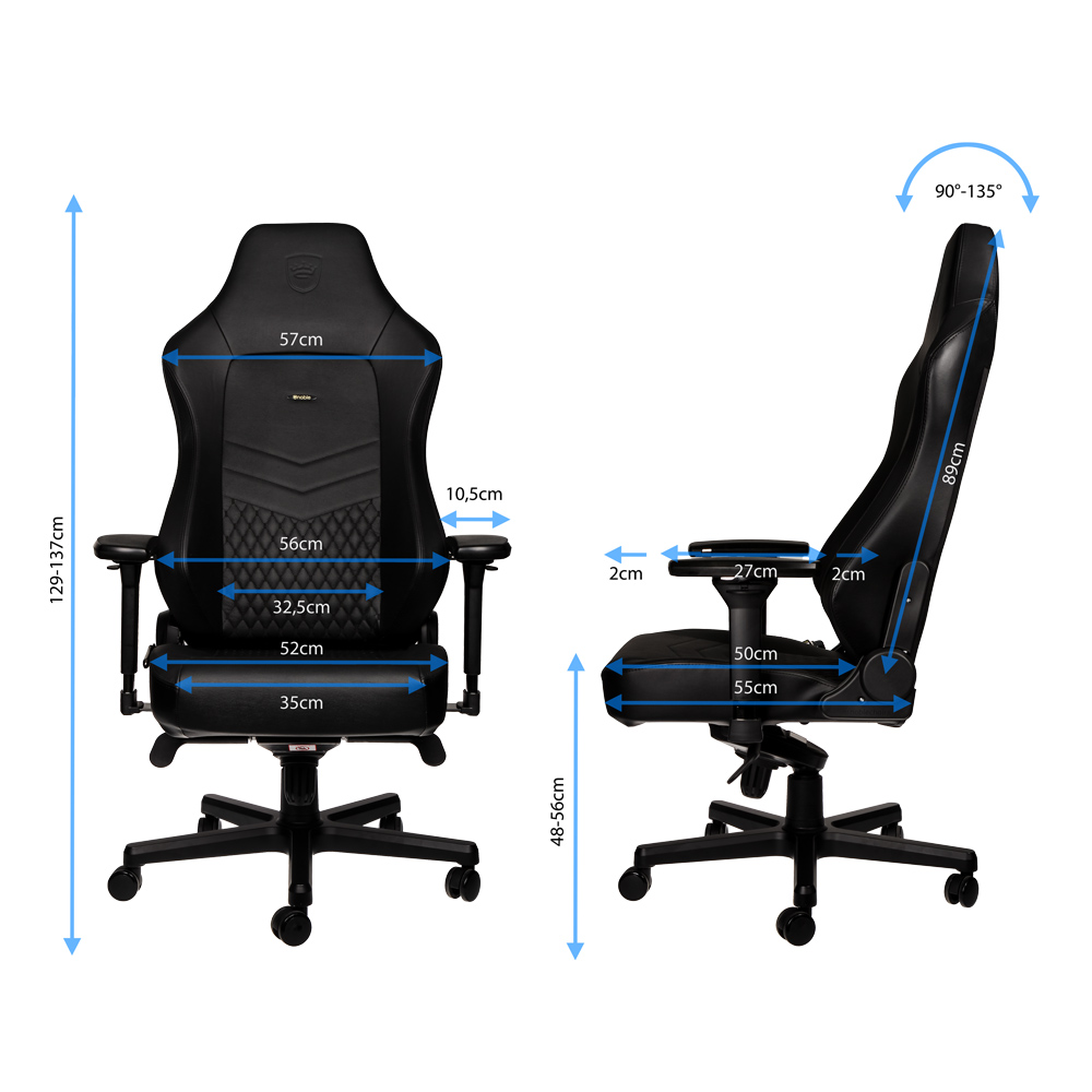 Ghế gaming cao cấp Noblechairs Hero Real Leather Black - Hàng chính hãng