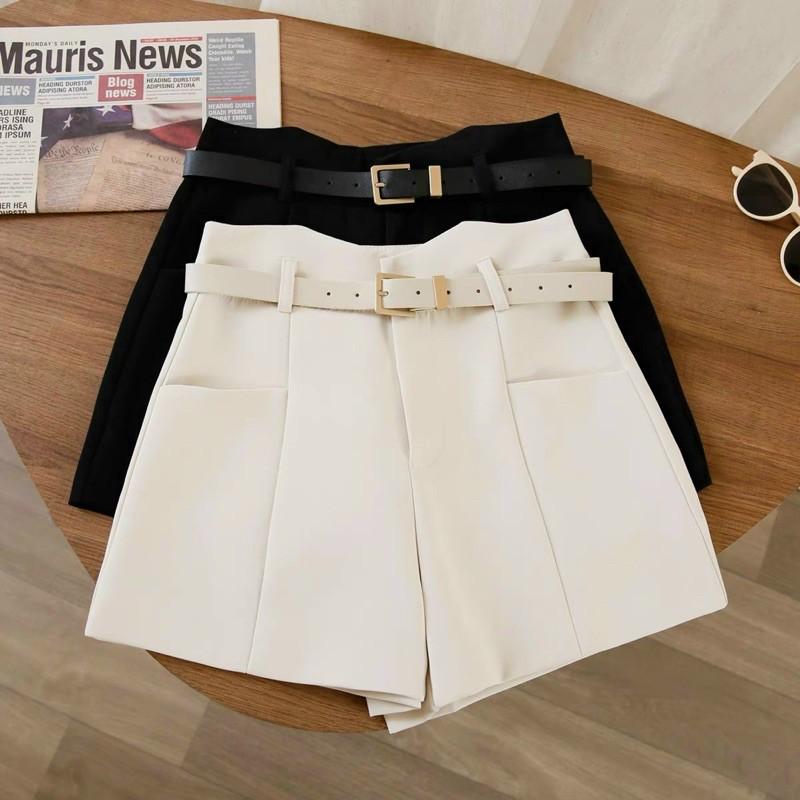 Quần short nữ mã SN70 lưng cao sẻ cạp, quần đùi túi vuông chất tuyết mưa kèm đai lưng