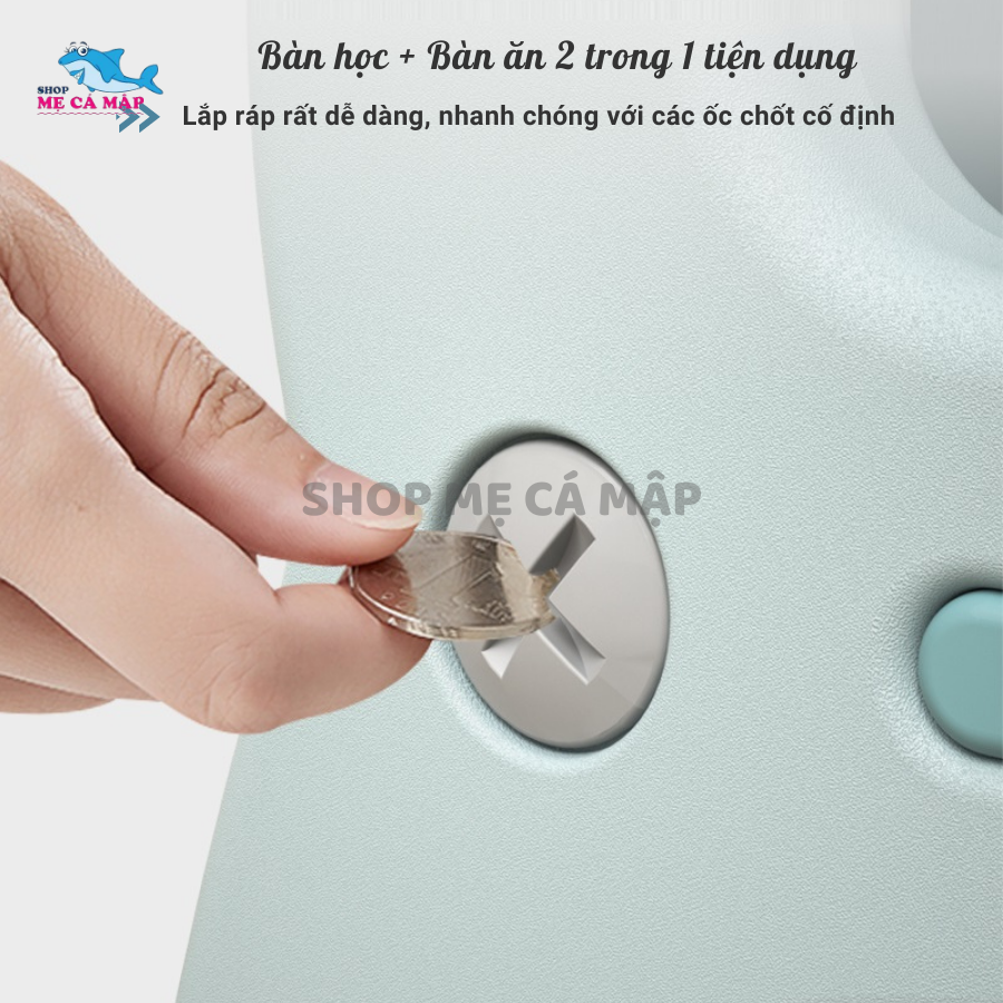 Bộ bàn học cho bé 2 in 1 , Nhựa nguyên sinh cao cấp dày dặn chắc chắn