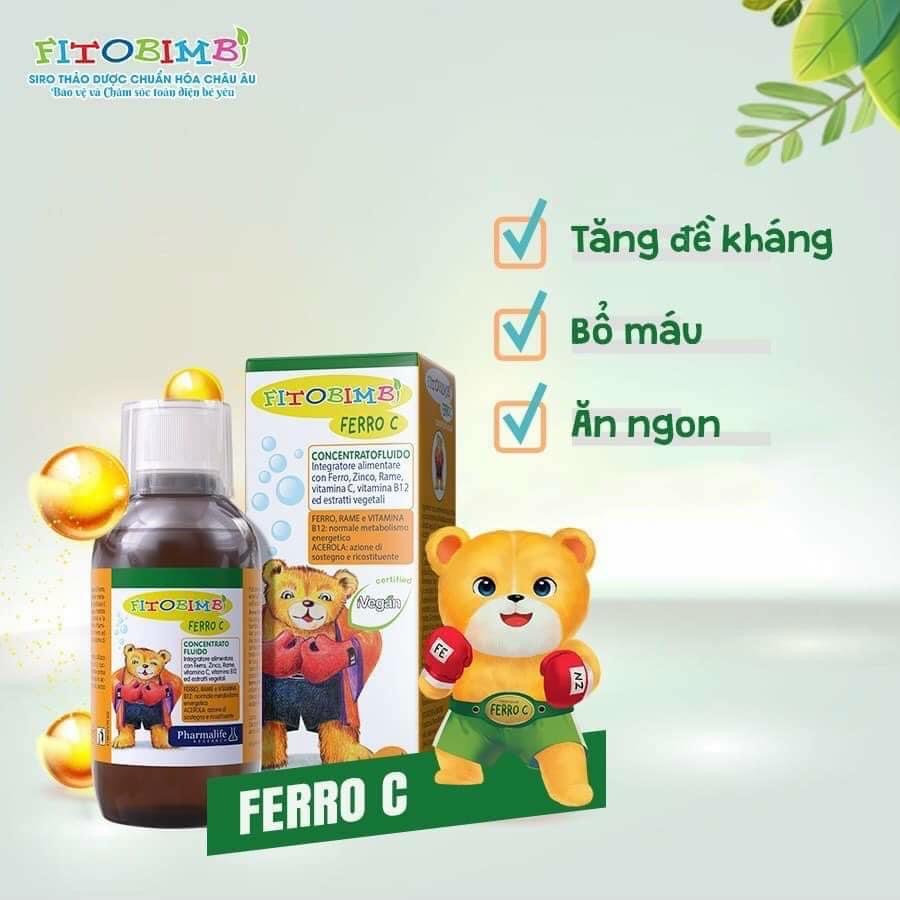 Fitobimbi Ferro C Bổ Sung Sắt, Kẽm, Vitamin C 200ml Kèm Quà Tặng