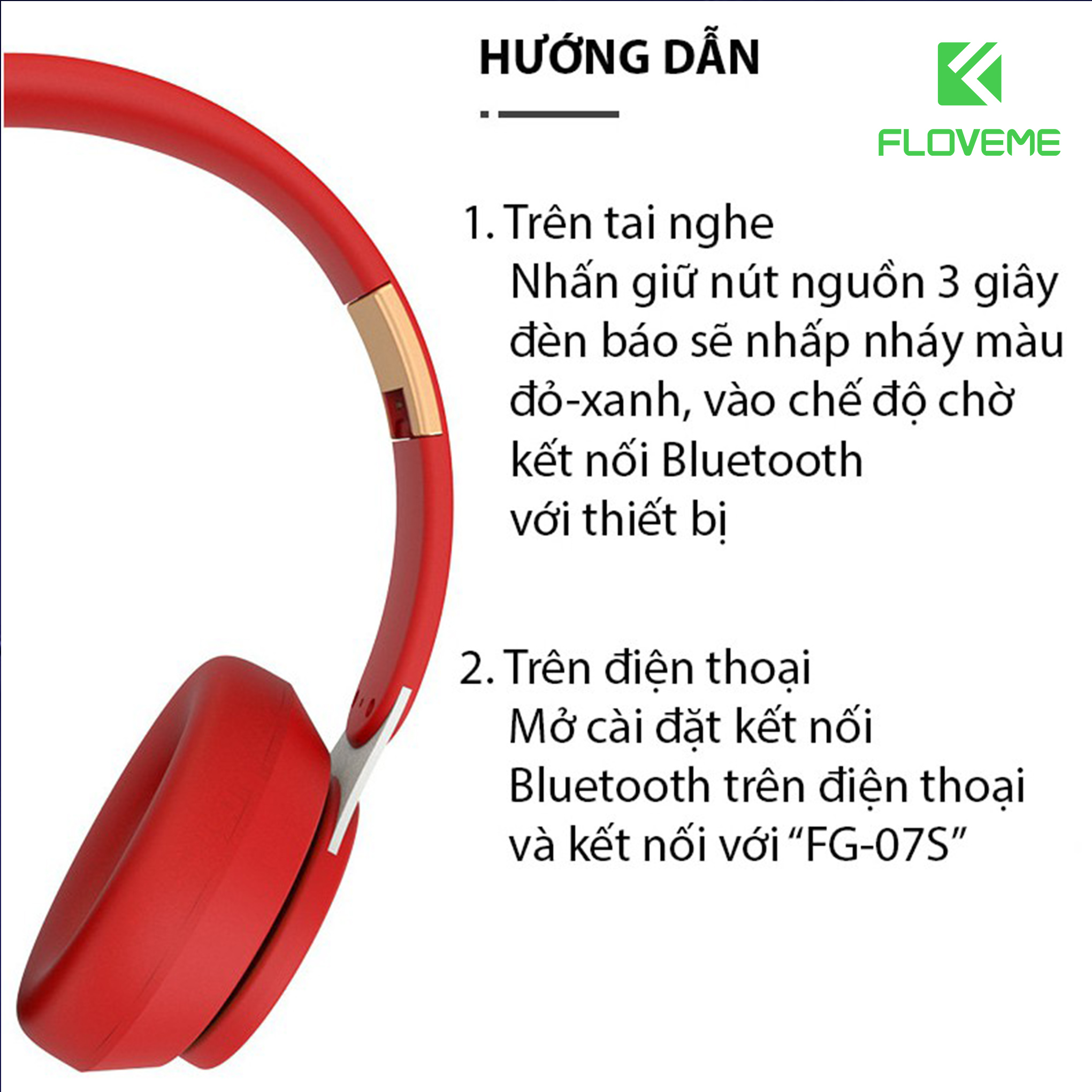 Tai nghe Floveme chụp tai Bluetooth FLOVEME B07 - Màu sắc trẻ trung nhiều lựa chọn- Công nghệ kết nối Bluetooth 5.0 - Micro chất lượng HD - Hàng chính hãng