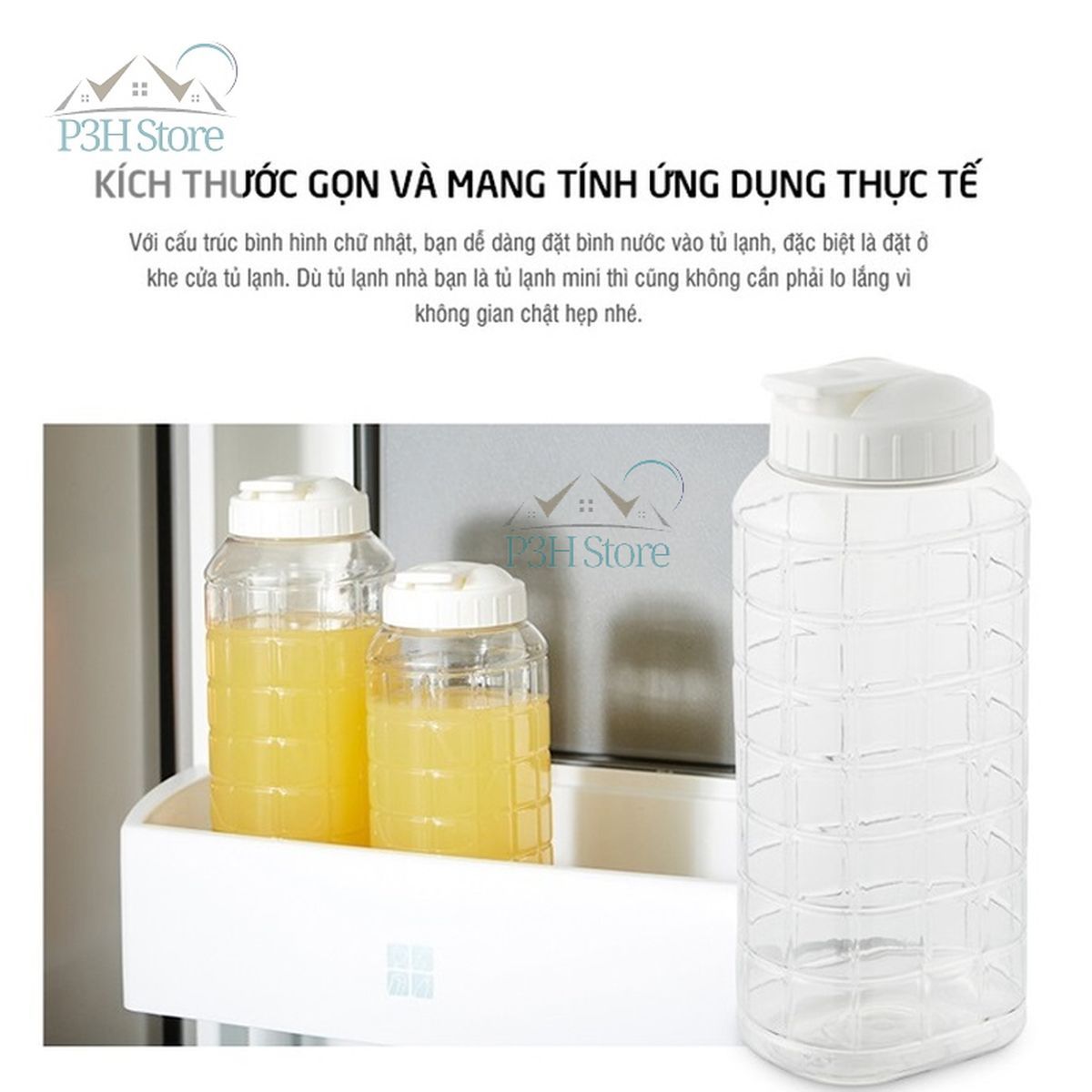 Bình đựng nước nhựa Lock&amp;Lock Chess Water Bottle 1.0L/1.5L Nắp màu trắng HAP810 HAP812 P3hstore