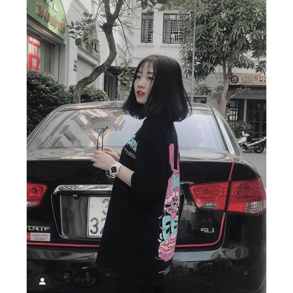 ÁO THUN EATER 2 màu ĐEN, TRẮNG tay lỡ form rộng Unisex 38-65kg Nam Nữ