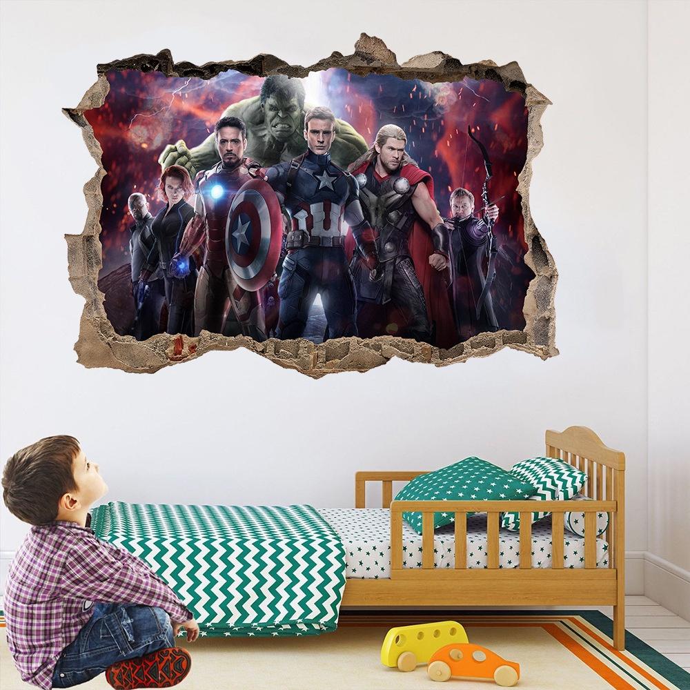 Decal Tranh Dán Tường Siêu Anh Hùng Marvel - Decal 3D Avengers mẫu số 5 AmyShop (50 x 70 cm)