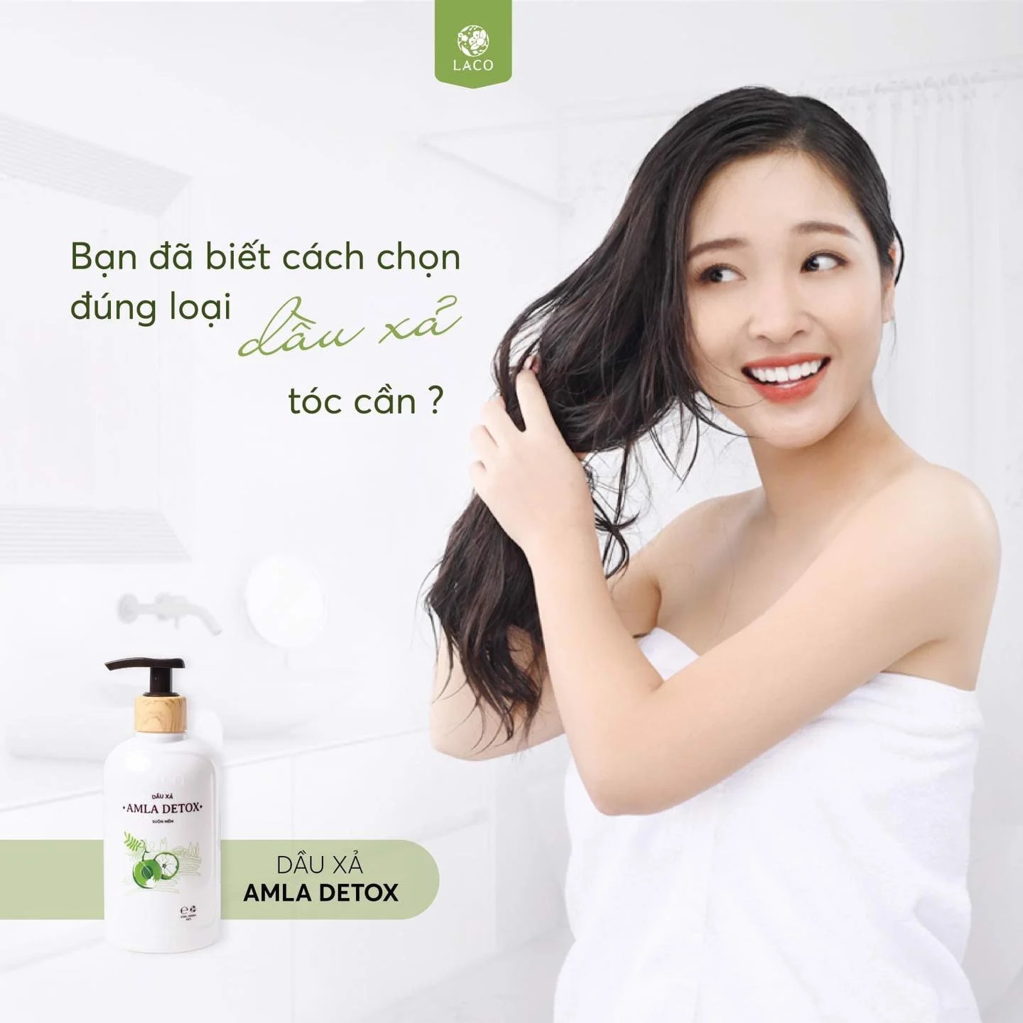 Dầu xả Organic Amla Detox - Thương hiệu Laco - Giúp tóc mềm mượt phục hồi hiệu quả - Dành cho tóc nhuộm tẩy uốn hay da dầu