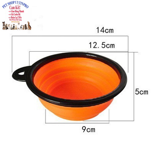 Chén gấp gọn dành cho Chó Mèo Đường kính 12cm Chất liệu nhựa mềm, an toàn cho thú cưng, Tiện lợi