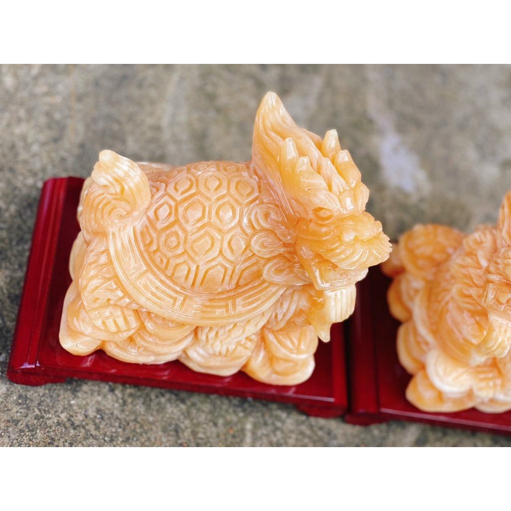 Long Quy Phong Thủy , Long Quy Đá Ngọc Hoàng Long Dài 15cm - Kèm Đế