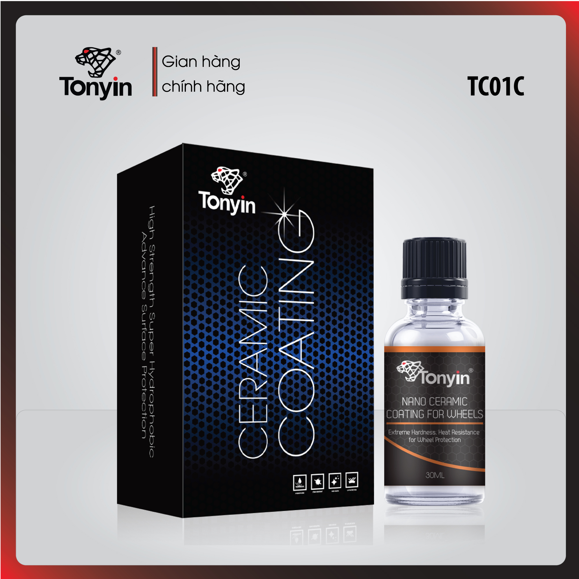 Bộ sản phẩm NANO CERAMIC COATING (WHEELS) Tonyin TC01C cho Lazang-mâm xe 30ml siêu bóng, chống bụi phanh, chịu nhiệt độ cao