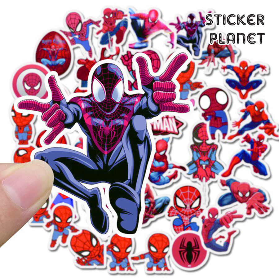 Bộ sticker người nhện SPIDER MAN chống thấm nước trang trí mũ bảo hiểm, đàn, guitar, ukulele, điện thoại laptop