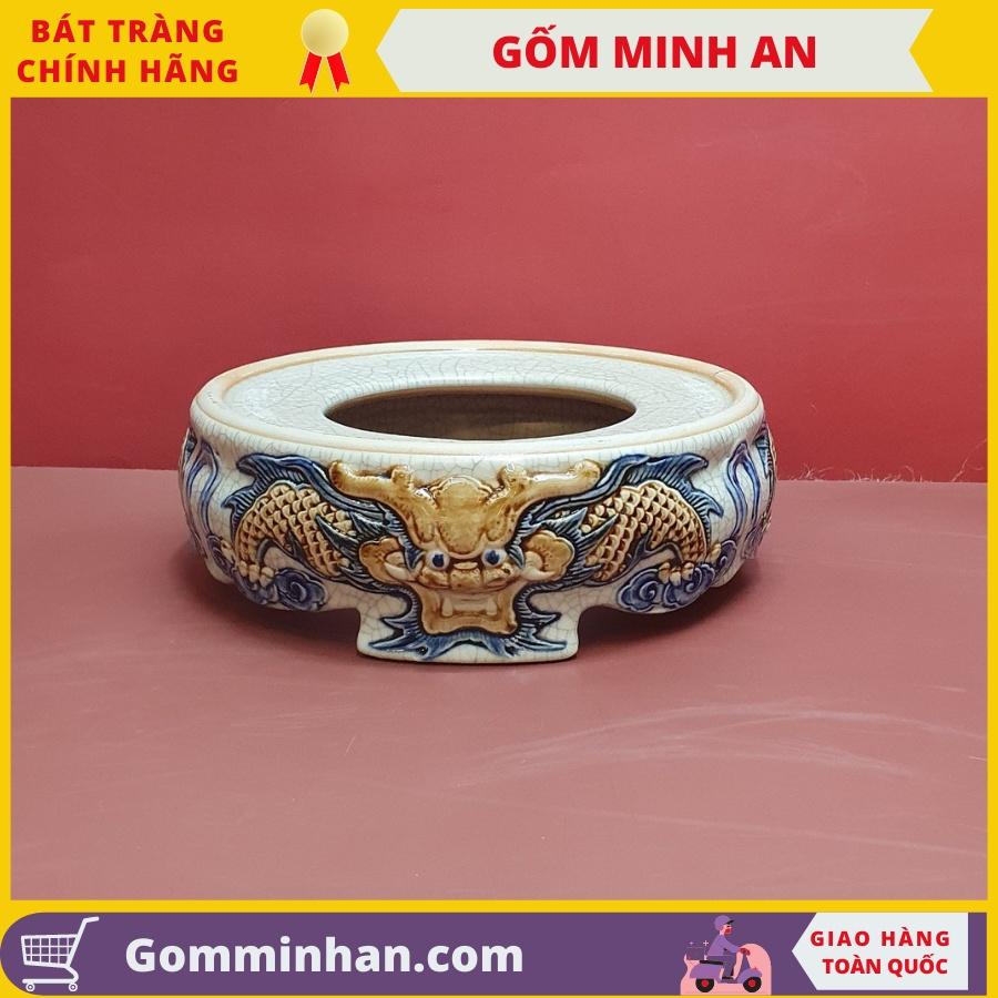 Bát Hương Thờ Gốm Sứ Men Rạn Đắp Nổi Hàng Thủ Công Tinh Xảo Nghệ Nhân Phạm Đạt Bát Tràng- Gốm Minh An Bát Tràng