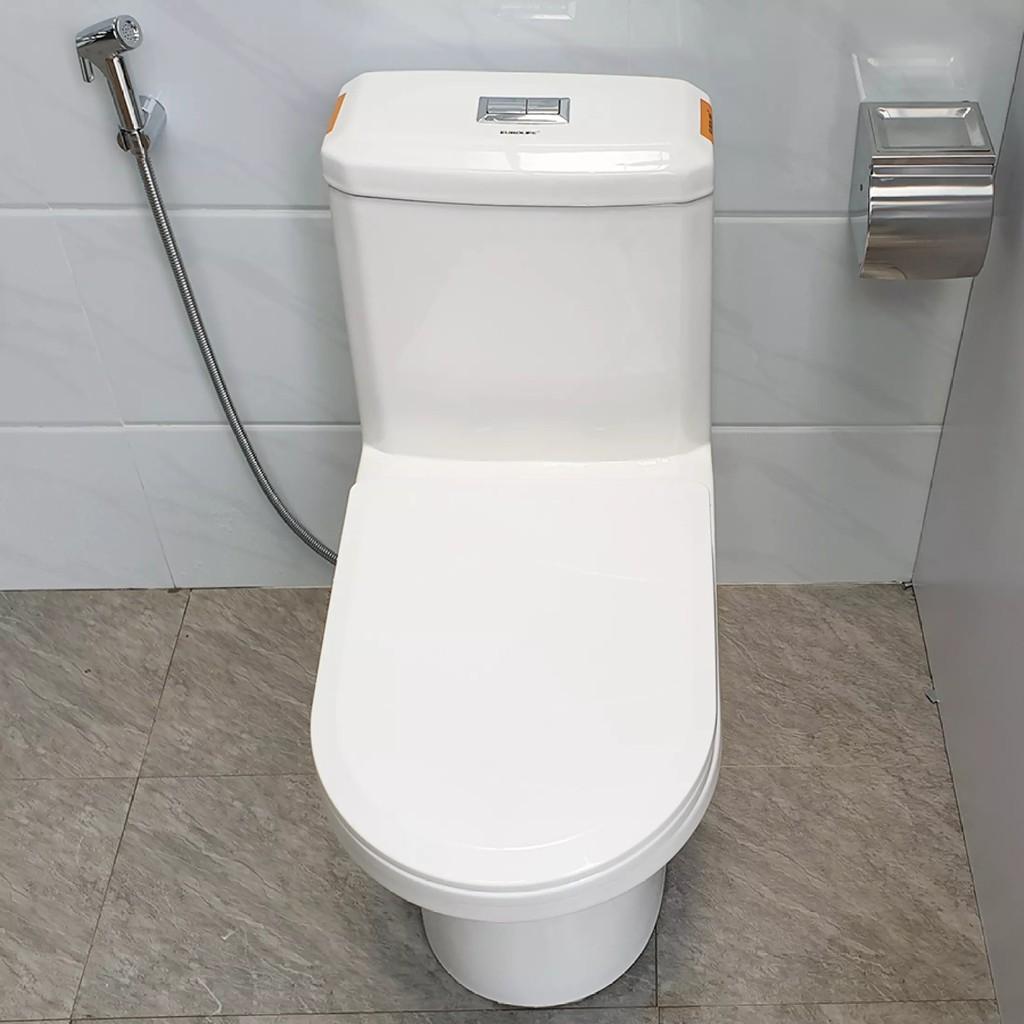 Bồn cầu 1 khối men sứ Nano tuyết, nắp đóng êm Eurolife EL-BC2077