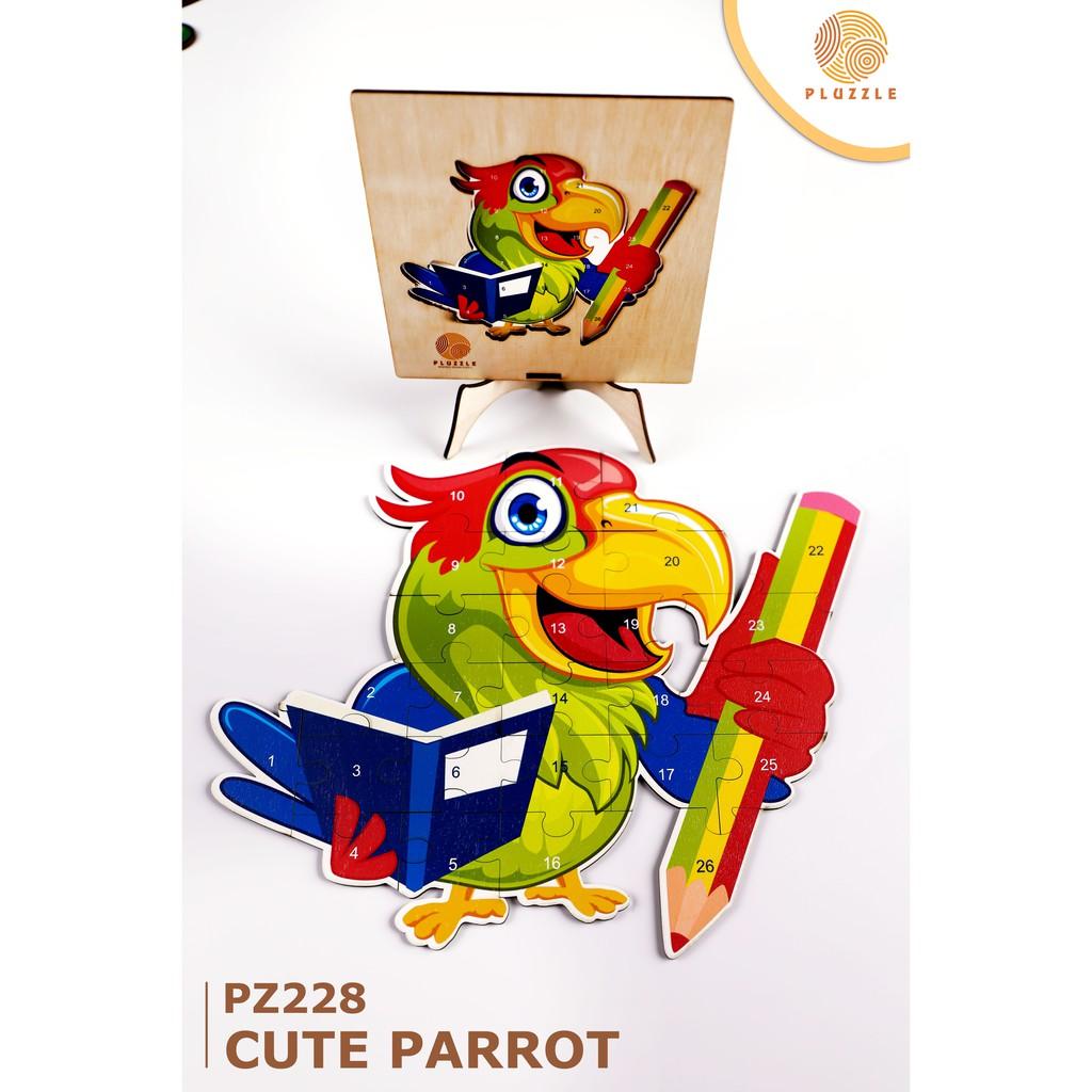 PLUZZLE Bộ xếp hình gỗ thông minh puzzle đồ chơi ghép hình –  Hình con Vẹt – PZ229