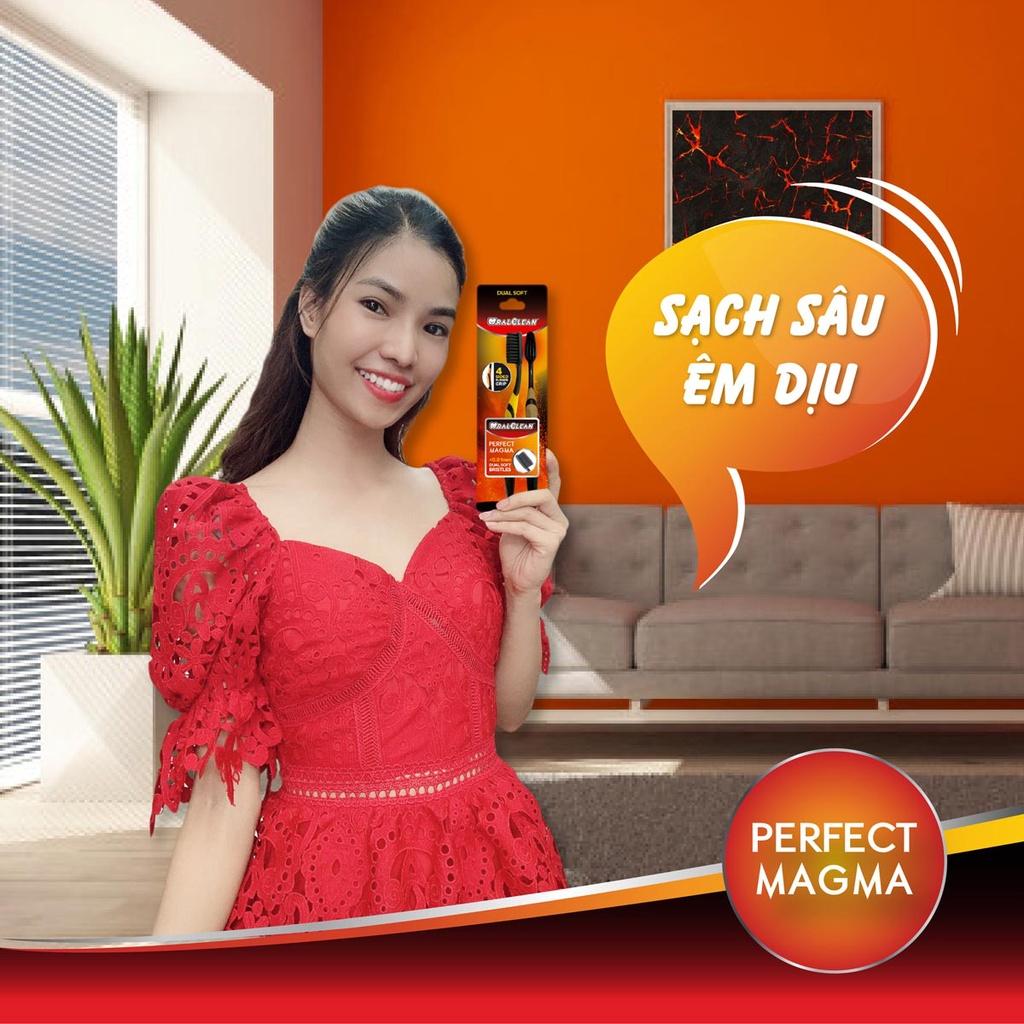 Bộ 4 bàn chải OralClean Perfect Magma - lông chải xoắn kép thế hệ mới tặng kèm nắp đậy tiện lợi