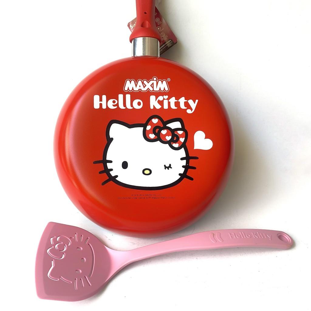 Chảo chống dính nhập khẩu cao cấp Hello Kitty màu đỏ/ hồng size 20cm, 22cm, 24 cm