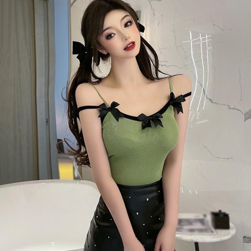 Áo Hai Dây Dệt Kim Cổ Chữ V Dáng Ôm Gợi Cảm Dành Cho Nữ