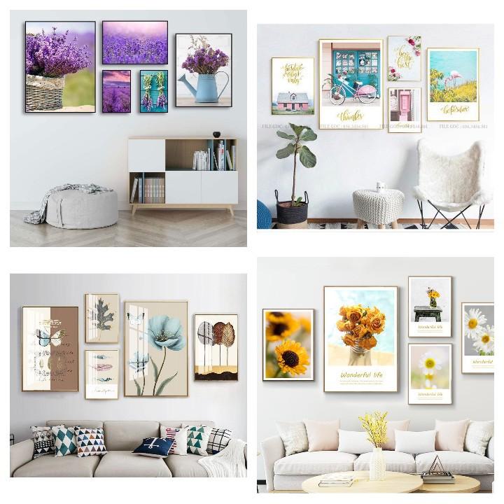 Tranh 5 bức decor phòng khách, trang trí phòng ngủ, trang trí tường, quán Cafe, Spa, nhà hàng