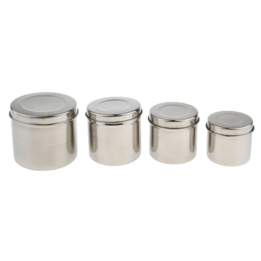 Premium Stainless Steel Cotton Medicine Disinfection Tank Alcohol Sterilizing Container Box Jar with Cap - Dia 8-12cm