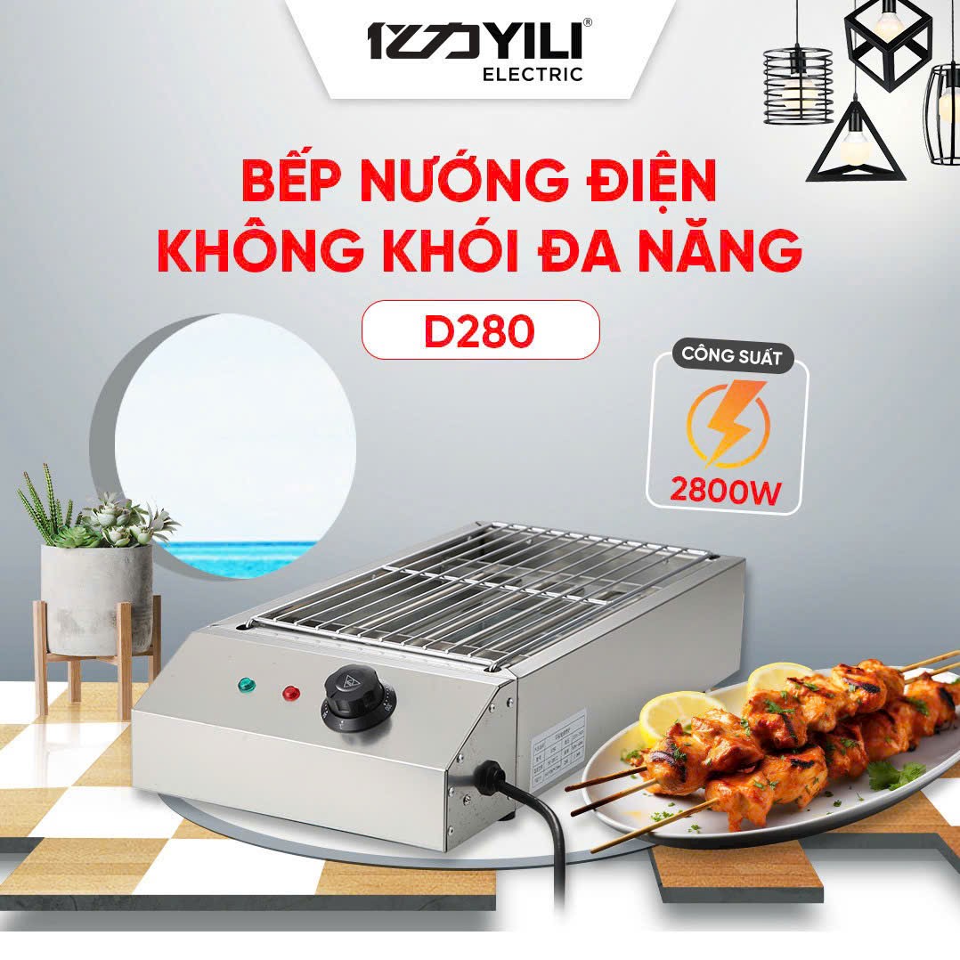 Bếp Nướng Điện Gia Đình Không Khói Công Suất 2800W, Chất Liệu Inox Cao Cấp hàng nhập khẩu