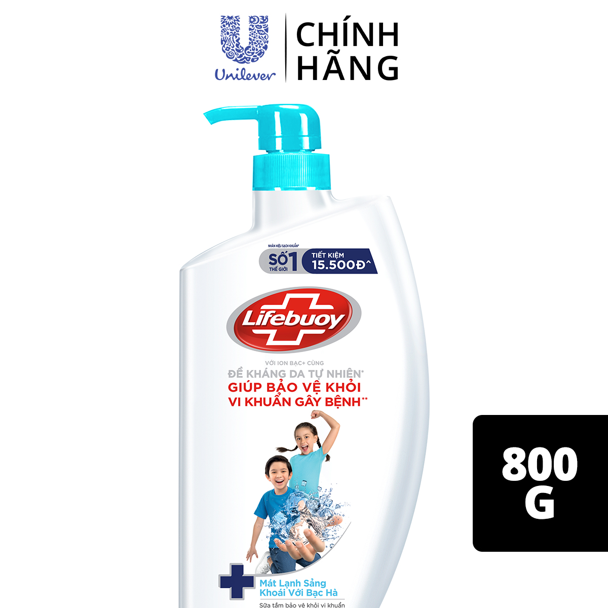 Sữa Tắm Lifebuoy Sạch Khuẩn Bảo Vệ Khỏi 99.9% Vi Khuẩn Gây Bệnh Tạo Cảm Giác Mát Lạnh Sảng Khoái Trên Da Chai 800G