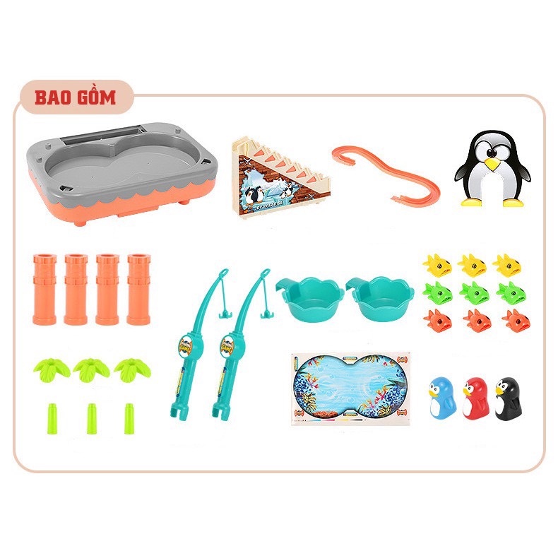 Đồ chơi câu cá chim cánh cụt 2in1 kèm cầu tuột, đồ chơi cho bé nhựa abs loại 1 - Quà tặng hấp dẫn cho bé