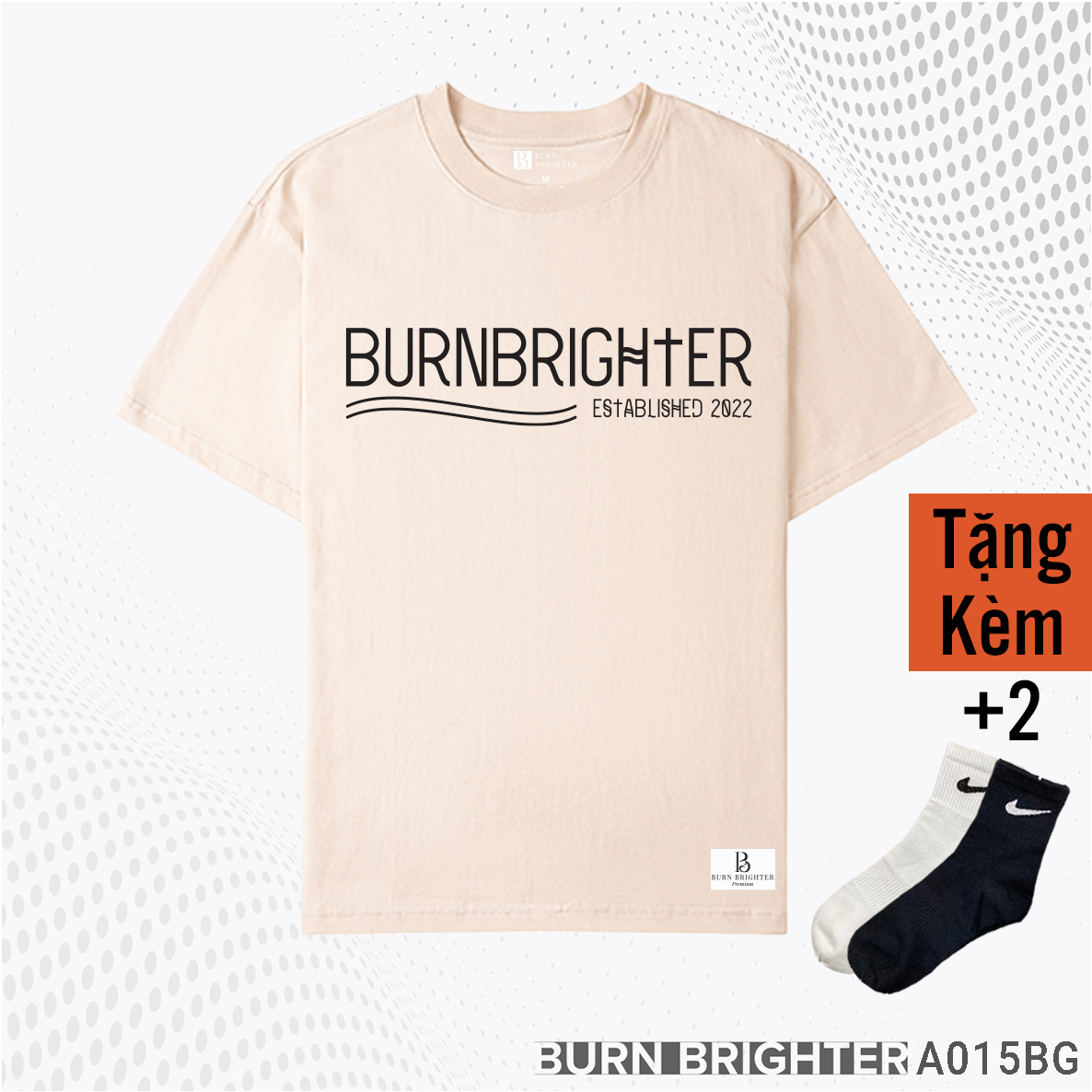 ÁO THUN UNISEX A015 - BURN BRIGHTER - MÀU TRẮNG - XL ( 75 - 85kg ) Cao 180 - 190