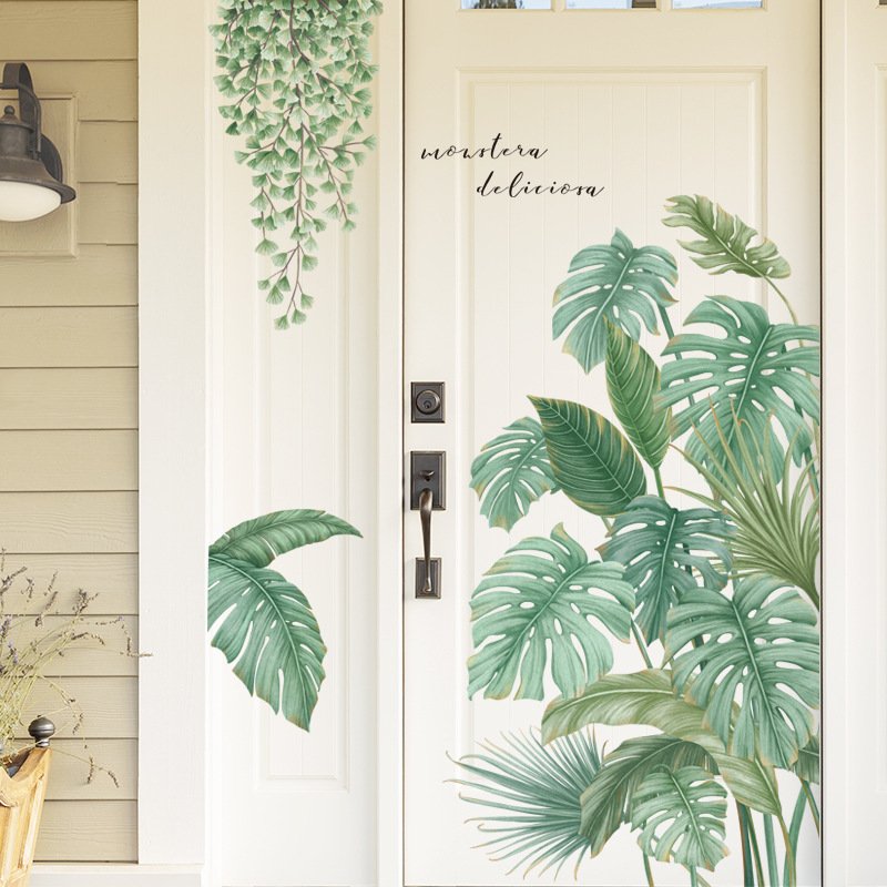 Decal dán tường lá cây nhiệt đới trang trí tươi mát