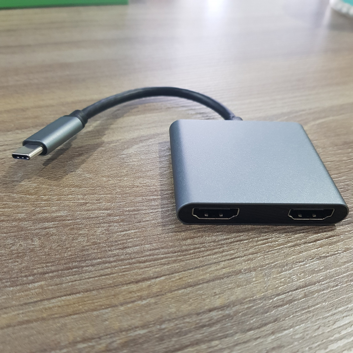 Hub usb type-c (Thunderbolt 3) cho Macbook, Surface, iPad M1, Laptop ra 2 cổng HDMI+HDMI hỗ trợ 4k60hz