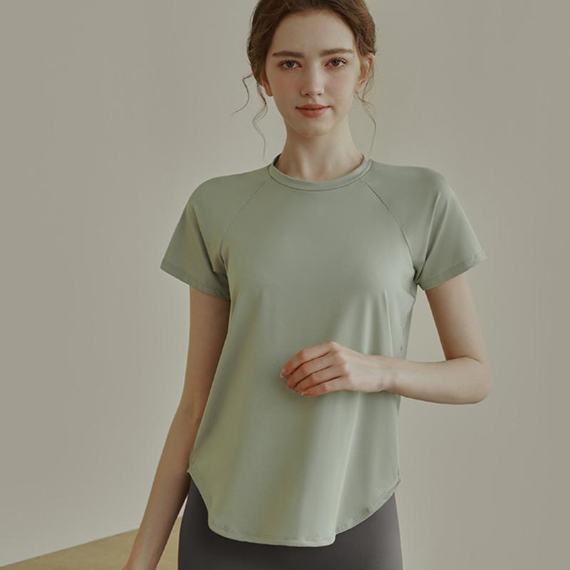 F.Dyraa Áo ngắn tay ngắn cho phụ nữ thể thao tập thể dục thông thường Color: Green Size: XL